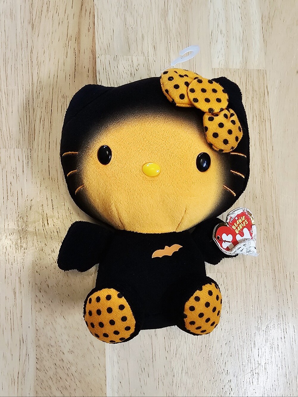 TY Halloween Costume Hello Kitty Plush in a Black and Orange Bat Outfit